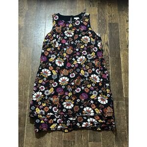 J. Jill Floral Tunic Mini Dress Sleeveless Floral Layer Hem Women Size S